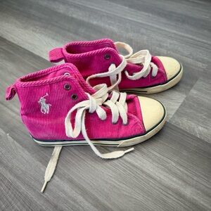 Ralph Lauren Polo pink girls corduroy high top sneakers size 1